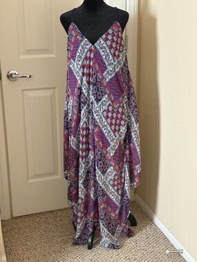 Studio JPR, Size XL, Blues & Purples long handkerchief hem dress
